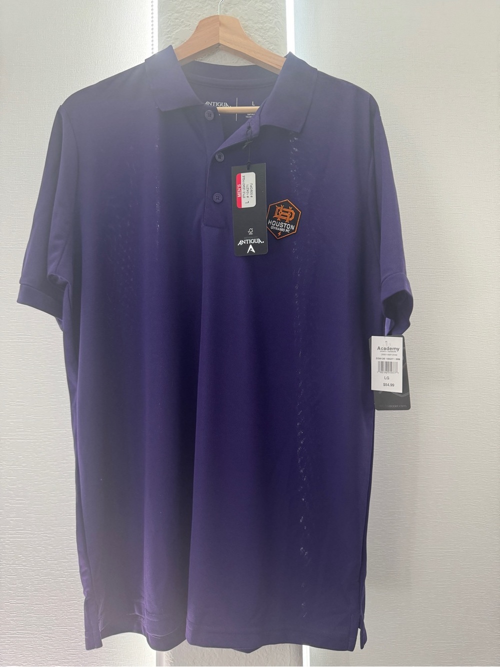 NWT ANTIQUA houston dynamo FC purple men polo Sz L